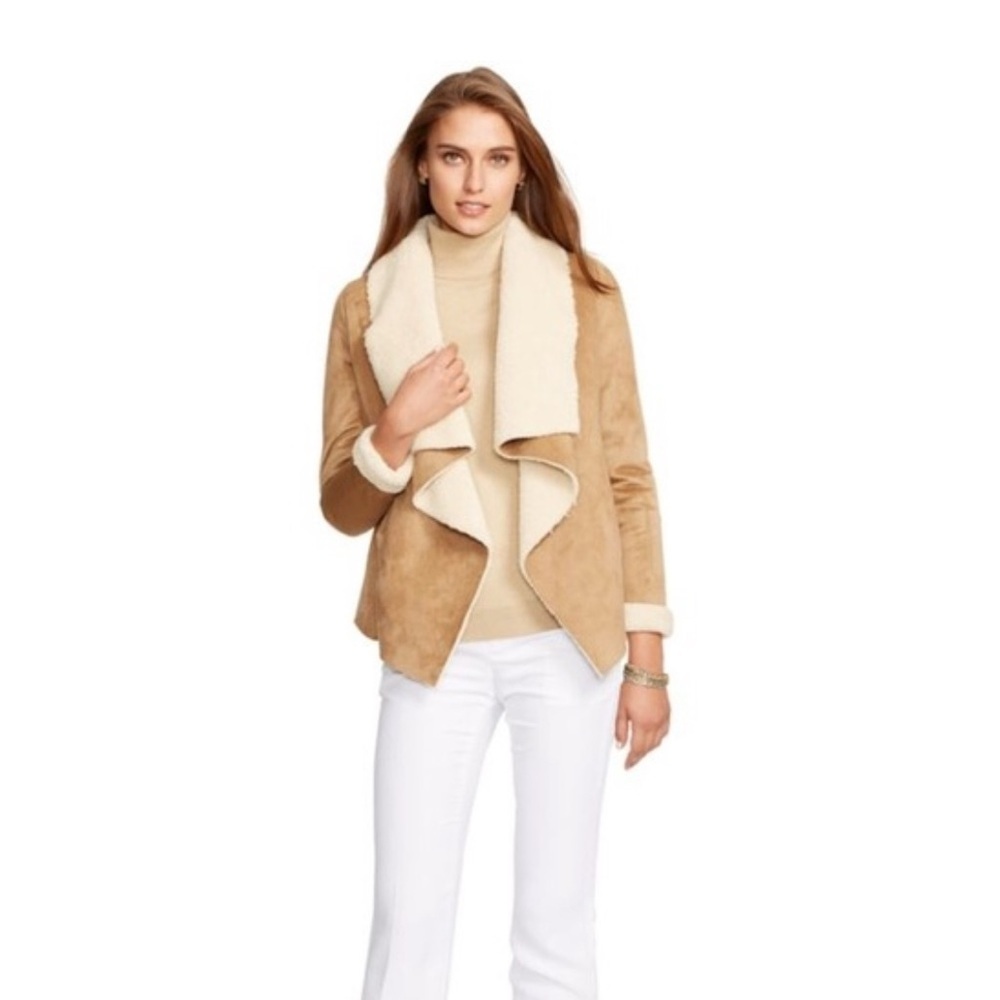 Lauren Ralph Lauren Faux Suede Jacket Cream Shearling